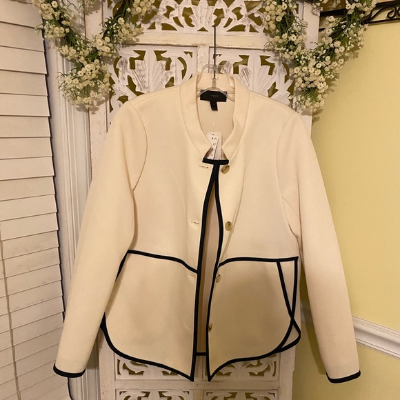 J. Crew Jackets & Blazers - NWT J Crew cream with blue piping jacket